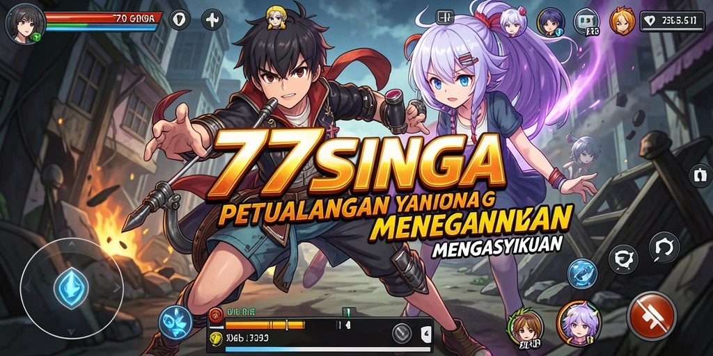Gameplay seru di 77SINGA menampilkan pertarungan karakter anime.