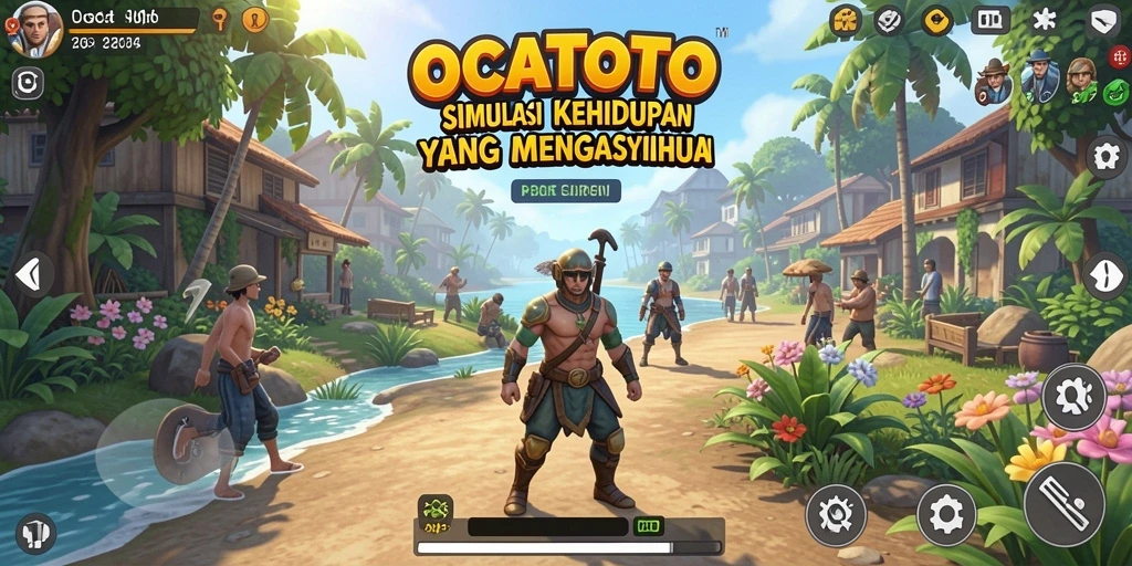 Screenshot utama OCATOTO menampilkan karakter sedang berinteraksi dalam gameplay Simulation.