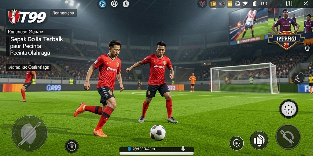 Tampilan gameplay menegangkan dalam game sepak bola RT99.