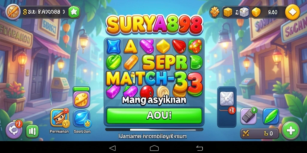 Tampilan menarik dari gameplay Match-3 di SURYA898.